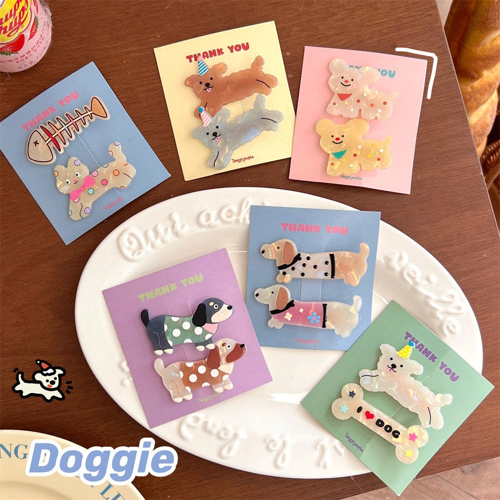 Cute Animal Cartoon Hair Clips Set - Acrylic and Metal Hair Accessories for Kids and Adults | 6 Styles Available