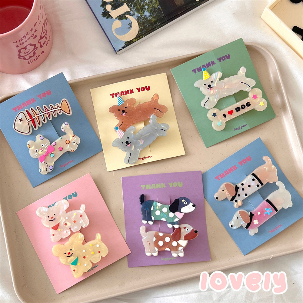 Cute Animal Cartoon Hair Clips Set - Acrylic and Metal Hair Accessories for Kids and Adults | 6 Styles Available