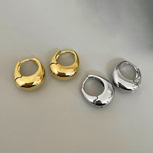 Chunky Minimalist Hoop Earrings | Gold & Silver Toned Bold Design