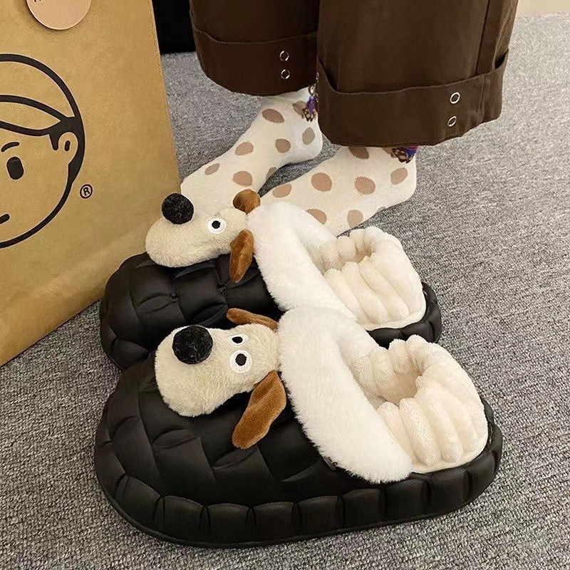 Cozy Cartoon Dog Plush Slippers | Indoor Warm Winter Shoes | Multiple Colors Available